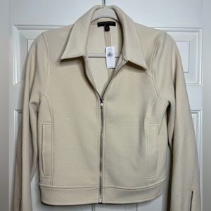 Banana Republic, Cream/off white full zip knit moto jacket, women’s size medium